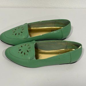 Vintage 80s The Tog Shop Loafers Flats Shoes Beaded Lime Green Womens Size 7 M